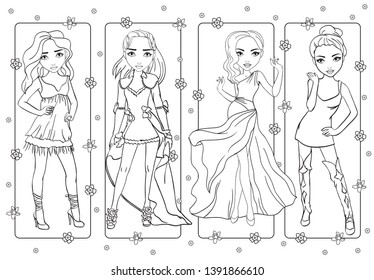 Coloring Book Girls In Impressive Evening Dresses