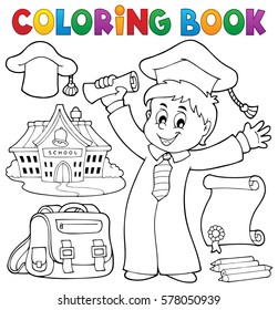 Coloring book graduation theme 1 - eps10 vector illustration.
