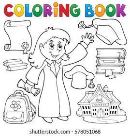 Coloring book graduation theme 2 - eps10 vector illustration.