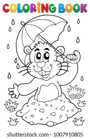 Coloring book groundhog theme image 3 - eps10 vector illustration.