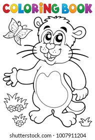 Colorir livro groundhog tema imagem 1 - eps10 ilustração vetor.