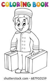 Coloring book hall porter theme 1 - eps10 vector illustration.