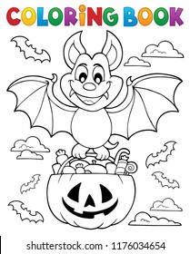 Coloring book Halloween bat theme 1 - eps10 vector illustration.