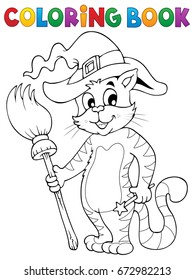 Coloring book Halloween cat theme 3 - eps10 vector illustration.