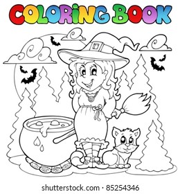 Coloring book Halloween character 1 - vector illustration.