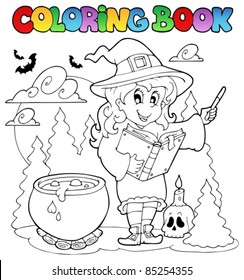 Coloring book Halloween character 2 - vector illustration.