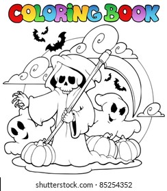 Coloring book Halloween character 3 - vector illustration.