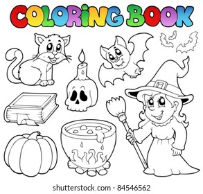 Coloring book Halloween collection - vector illustration.