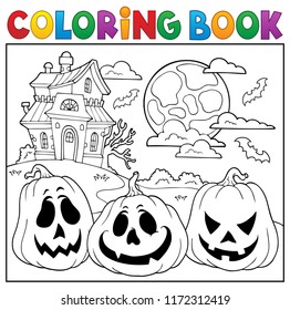 Coloring book with Halloween pumpkins 2 - eps10 vector illustration.