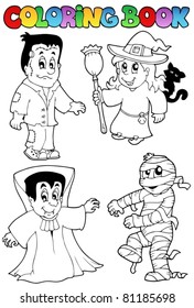 Coloring book Halloween topic 4 - vector illustration.