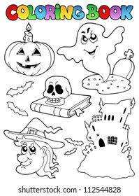 Coloring book Halloween topic 9 - vector illustration.