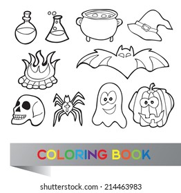 Coloring book Halloween - vector illustration with fanny characters