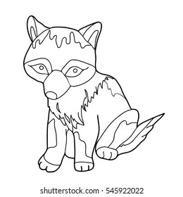 Coloring  book.  Hand drawn. Adults, children.  Wolfling.   Black and white vector illustration.