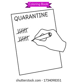coloring book hand holding pen writing quarantine