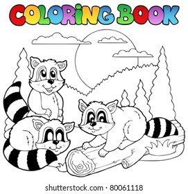 Coloring book with happy animals 3 - vector illustration.