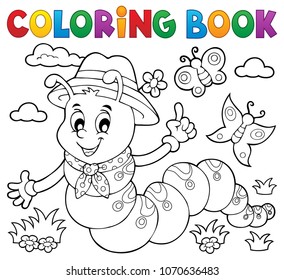 Coloring book happy caterpillar 1 - eps10 vector illustration.