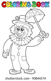 Coloring book with happy clown 6 - vector illustration.