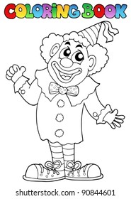 Coloring book with happy clown 7 - vector illustration.