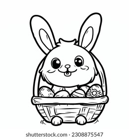 Libro de colorear. Feliz Pascua. Ilustración vectorial en blanco y negro. El libro perfecto para los niños.