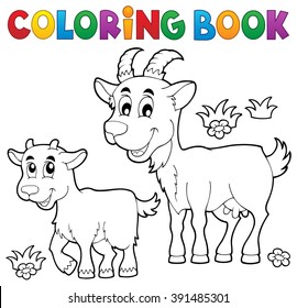 Coloring book with happy goats - eps10 vector illustration.