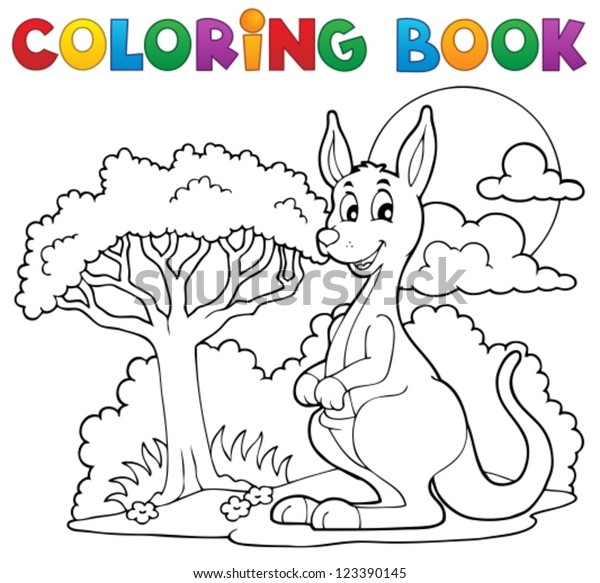 Coloring Book Happy Kangaroo Vector Illustration Stock Vector (Royalty