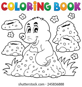 Coloring book with happy mole theme 1 - eps10 vector illustration.