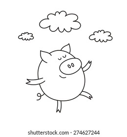 coloring book happy pig