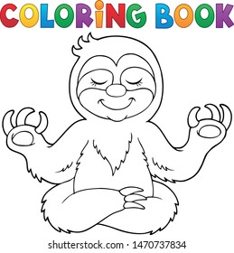 Coloring book happy sloth theme 1 - eps10 vector illustration.