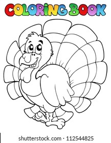 Coloring book happy turkey - vector illustration.