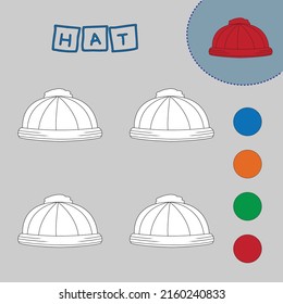 Coloring book of a hat. Educational creative games for preschool children
