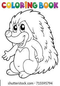 Coloring book hedgehog theme 2 - eps10 vector illustration.