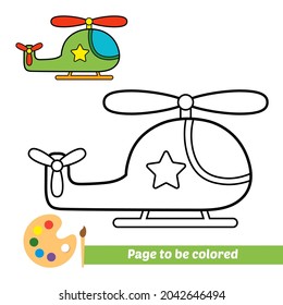 Coloring book, helicopter vector image