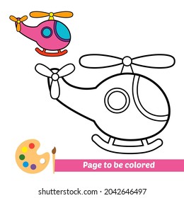 Coloring book, helicopter vector image