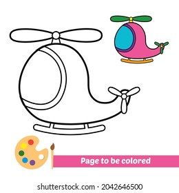Coloring book, helicopter vector image