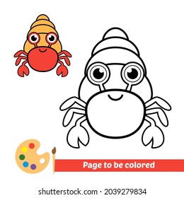 Coloring book, hermit crab vector image