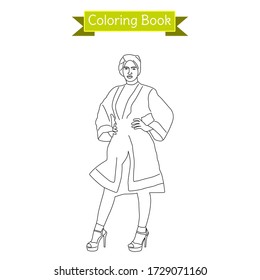 coloring book hijab woman in style