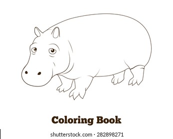 Coloring book hippopotamus african savannah animal cartoon vector illustration for children