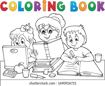 Coloring book home schooling image - eps10 vector illustration.