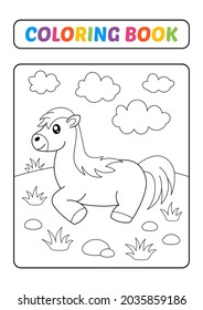 Coloring book, horse vector image