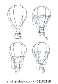 Coloring book with hot air balloon - vector illustration. Set hot air balloon