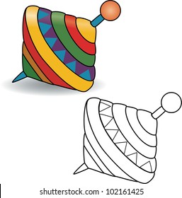 Coloring book. Humming-top, whirligig - vector illustration.