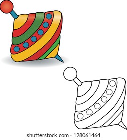 Coloring book. Humming-top, whirligig - vector illustration.