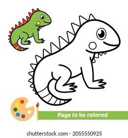 Libro de coloración, imagen vectorial de iguana