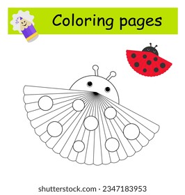 Coloring book. Illustration for children education. Cartoon ladybug. Flat design.