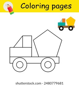 Coloring book. Illustration for children education. Cartoon car. Flat design. 
