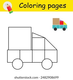 Coloring book. Illustration for children education. Cartoon car. 