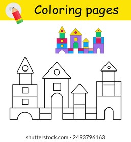 Coloring book. Illustration for children education. Cartoon castle. 