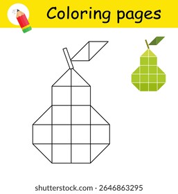 Coloring book. Illustration for children education. Cartoon pear. 