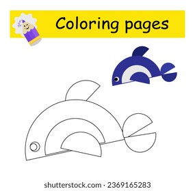 Coloring book. Illustration for kids education. Cartoon fish. Flat design. 