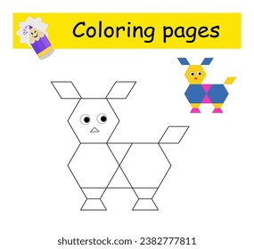 Coloring book. Illustration for kids education. Cartoon animal. Flat design.